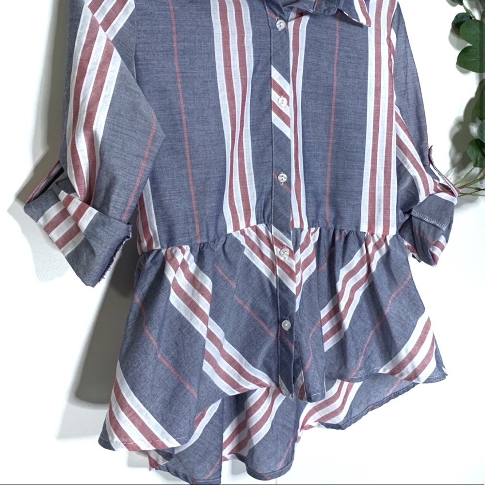 NWOT Love Notes Button Up Striped Top - Picture 4 of 8